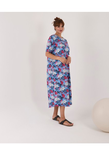 Kısa Kollu Yüzde Yüz Pamuk Midi Boy Elbise modelleri