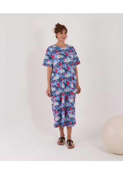 Kısa Kollu Yüzde Yüz Pamuk Midi Boy Elbise fırsatları