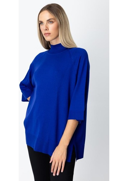 65310 Onteks Arkası Düğmeli Yırtmaçlı Yarım Balıkçı Salaş Kazak modelleri