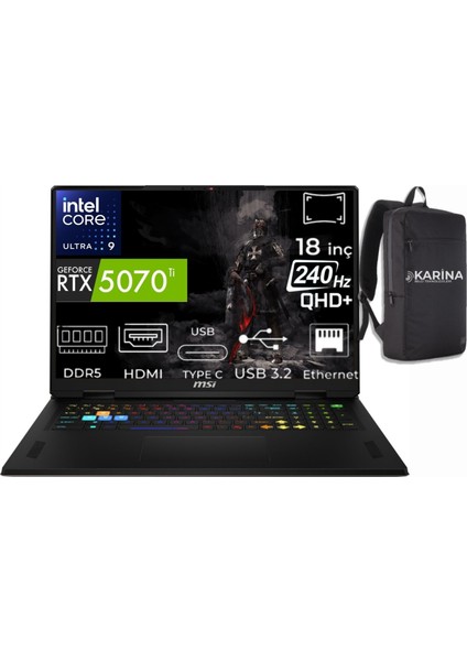 Msı Vector 18 Hx Aı Intel Core Ultra 9 275HX A2XWHG-663XTR-01 48GB 1tb RTX5070TI 12GB Freedos Qhd+ 240Hz Taşınabilir Bilgisayar & A2XWHG663XTRK01