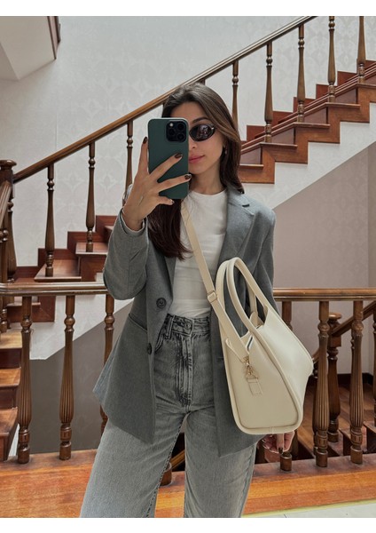 Kadın Üç Bölmeli Özel Tasarım Çıkarılabilir Makyaj Çantalı Suni Deri El ve Omuz Çantası Rain modelleri