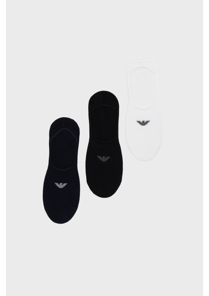 Logolu Streç Pamuklu 3 Pack Babet Çorap Erkek Çorap EM000548 AF14446 M0091