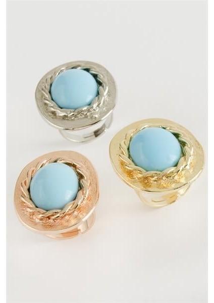 Ds-Derin Oval Turkuaz Taşlı Yüzük-Roz fiyatları