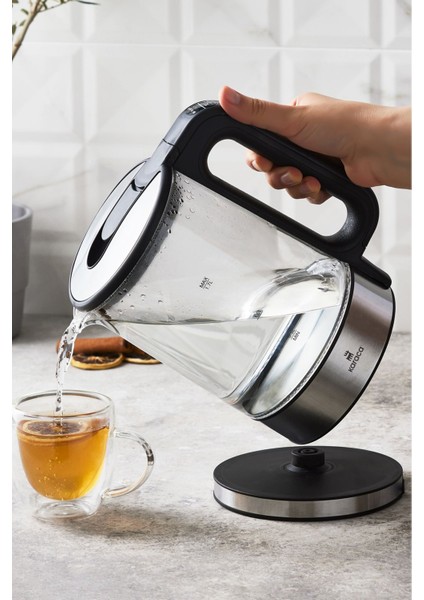 Sıcaklık Ayarlı LED Işıklı Cam Su Isıtıcı 2200W modelleri