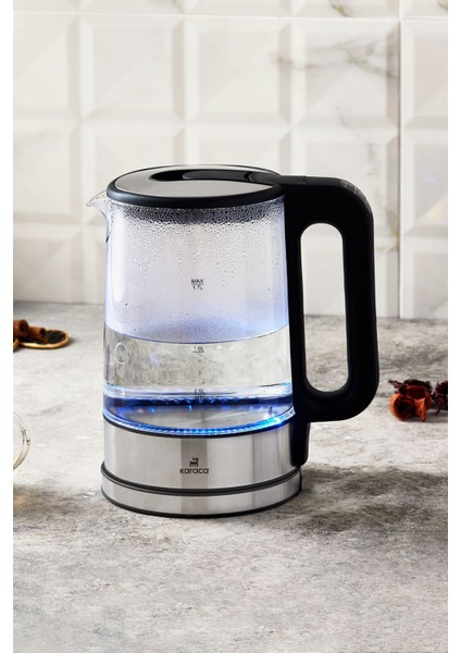 Sıcaklık Ayarlı LED Işıklı Cam Su Isıtıcı 2200W indirimleri