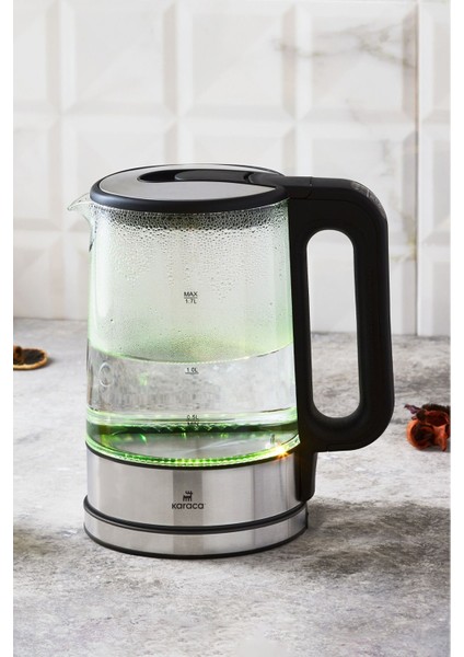 Sıcaklık Ayarlı LED Işıklı Cam Su Isıtıcı 2200W