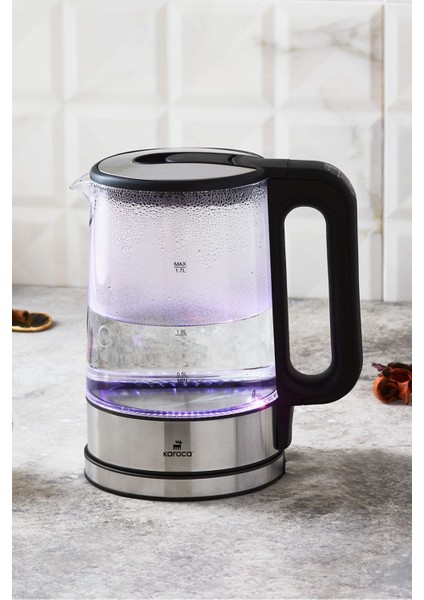 Sıcaklık Ayarlı LED Işıklı Cam Su Isıtıcı 2200W