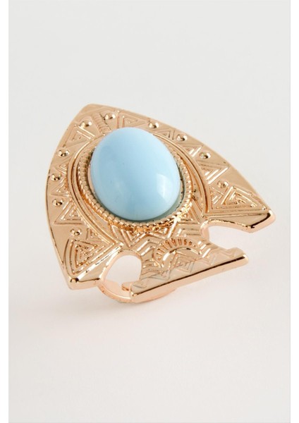 Ds-Derin Balık Turkuaz Taşlı Yüzük-Roz