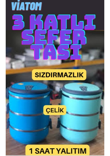 Yemek Sefer Tası 3 Katlı Sızdırmaz Yemek Termosu