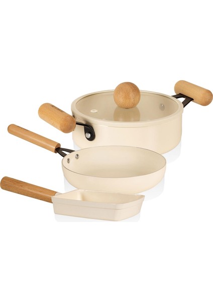 Cucina Di Mia Indüksiyon Tabanlı Seramik Sahan Tava Seti 4 Parça