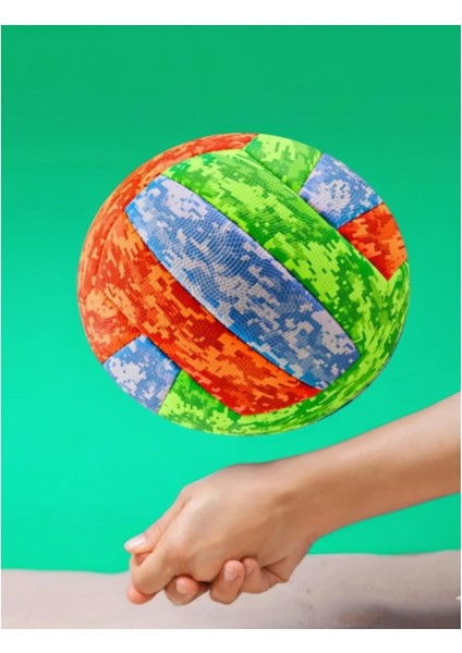 Voleybol Topu Soft Kamuflaj Pompalı Set Yumuşak Dokunuş Volleyball Renkli No:5.