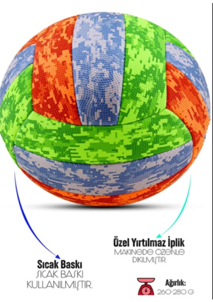 Voleybol Topu Soft Kamuflaj Pompalı Set Yumuşak Dokunuş Volleyball Renkli No:5. fırsatları