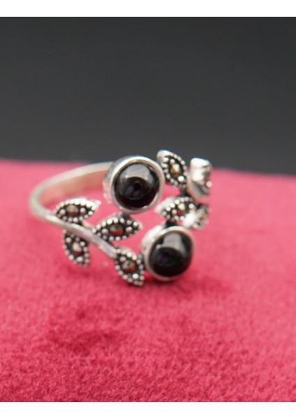 925 Ayar Kadın Gümüş Oltu Taşı Yüzük SY00035 modelleri