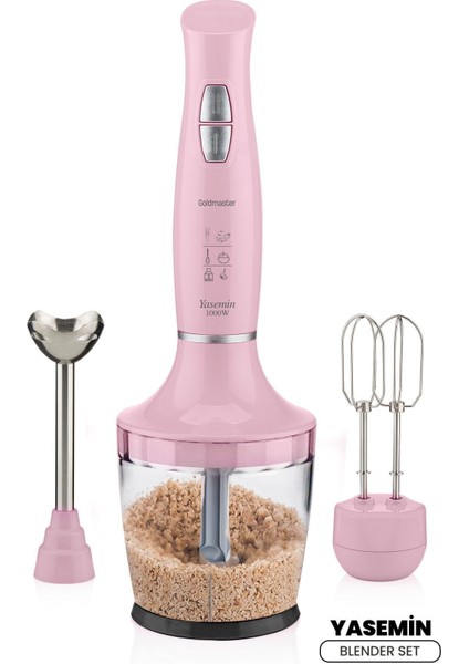 Yasemin 1000W Sessiz Hız Ayarlı 3'ü 1 Arada Doğrama ve Karıştırma Blender Seti fiyatları