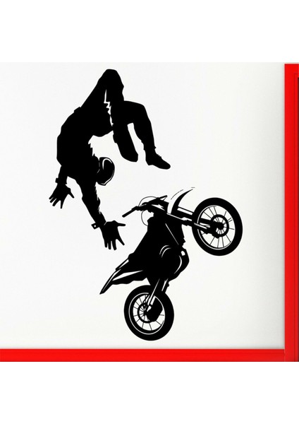 Akrobatik Motorcu Araç, Araba, Oto, Motorsiklet, Kask, Laptop, Cam Sticker 18X13 cm