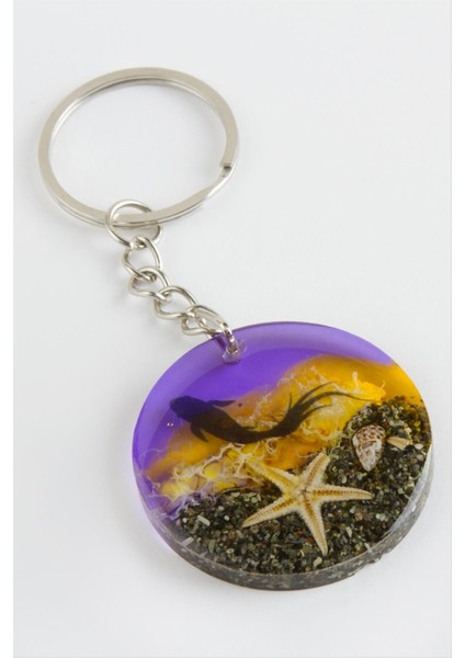 Ds-Derin Balık Deniz Efektli Epoksi Anahtarlık-Mor fiyatları