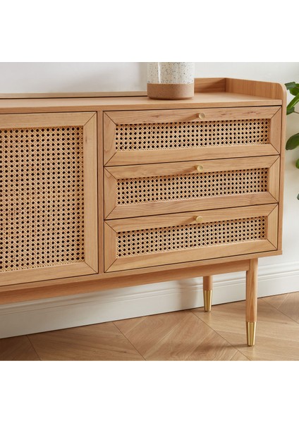 Woodendecoration Arya Konsol – Retro Stil Hasır Kapaklı Ahşap Mobilya indirimleri