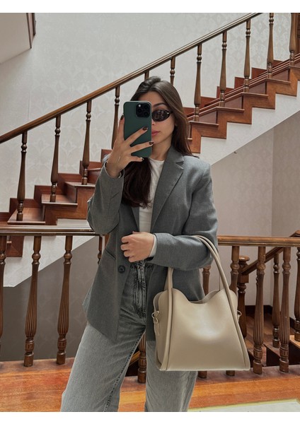 Kadın Üç Bölmeli Özel Tasarım Çıkarılabilir Makyaj Çantalı Suni Deri El ve Omuz Çantası Rain indirimleri