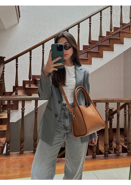 Kadın Üç Bölmeli Özel Tasarım Çıkarılabilir Makyaj Çantalı Suni Deri El ve Omuz Çantası Rain fırsatları