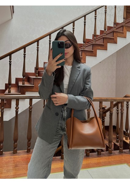 Kadın Üç Bölmeli Özel Tasarım Çıkarılabilir Makyaj Çantalı Suni Deri El ve Omuz Çantası Rain indirimleri