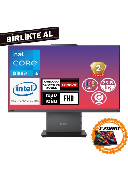 Thinkcentre Neo 50A G5 I5-13420H 32GB 512GB SSD 23.8" Fdos+15.6" Touch Monitör 12SC002WTR 036