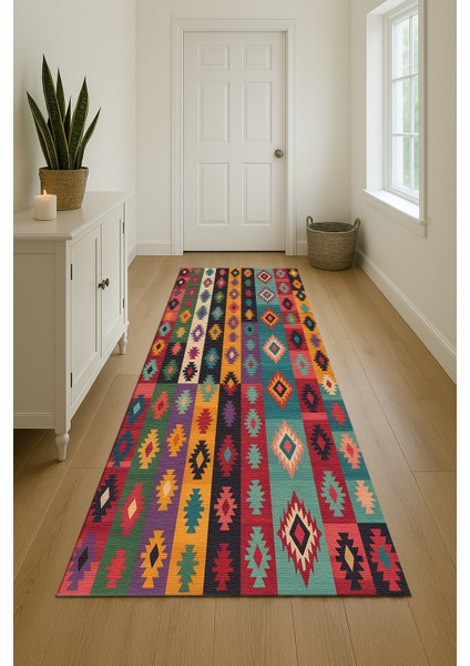 Modern Çok Renkli Çok Desenli Baskı Halı