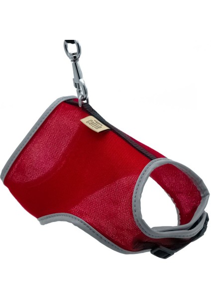 Havalı Dokuma Kedi Göğüs & Gezdirme Takımı Kırmızı 1*25-35 cm