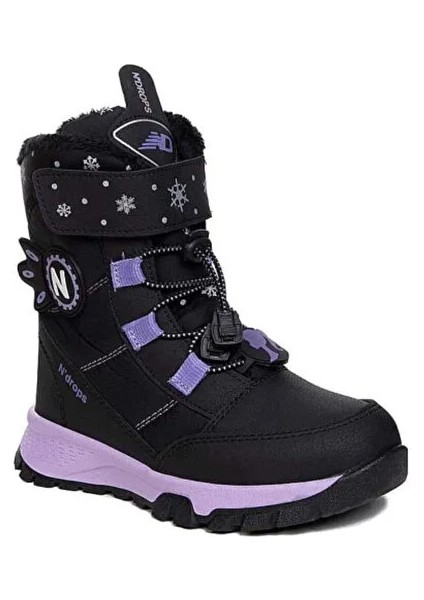 Ndrops Çocuk Kız Siyah - Mor Su Geçirmez Içi Yünlü Bantlı Bot fiyatları