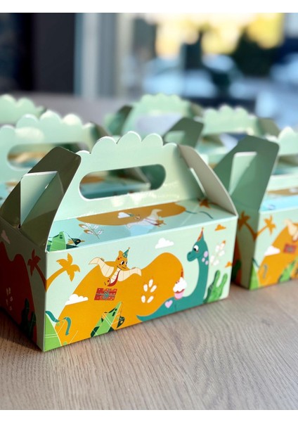 Dinazor Kutusu 25 'li El Tutmalı Çanta Doğum Günü Hediye Kutusu Pasta Kutusu fiyatları