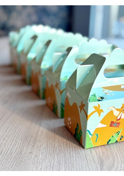 Dinazor Kutusu 25 'li El Tutmalı Çanta Doğum Günü Hediye Kutusu Pasta Kutusu modelleri