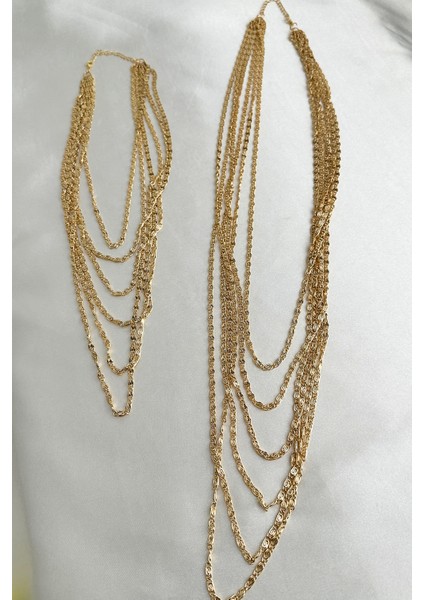 Altın Rengi Gösterişli Çok Katlı S Zincir Kolye (40CM-95CM) modelleri