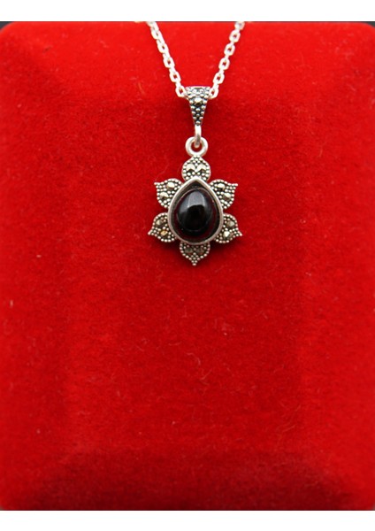 925 Ayar Kadın Oltu Taşı Kadın Kolye SY00077