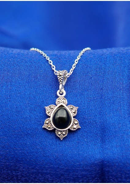 925 Ayar Kadın Oltu Taşı Kadın Kolye SY00077 fiyatları