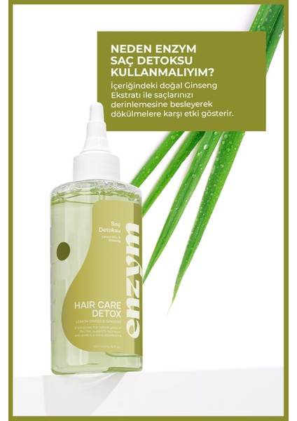 Enzym Doğal Saç Bakım Detoksu Güçlendirici Limon Otu ve Ginseng Tonik 200 ml fiyatları