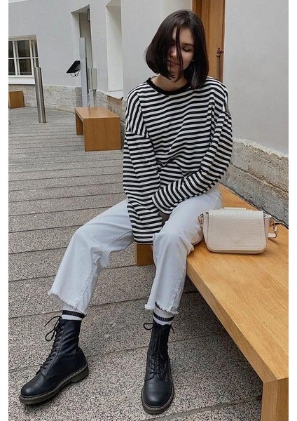Siyah Çizgili Sweatshirt MG2572