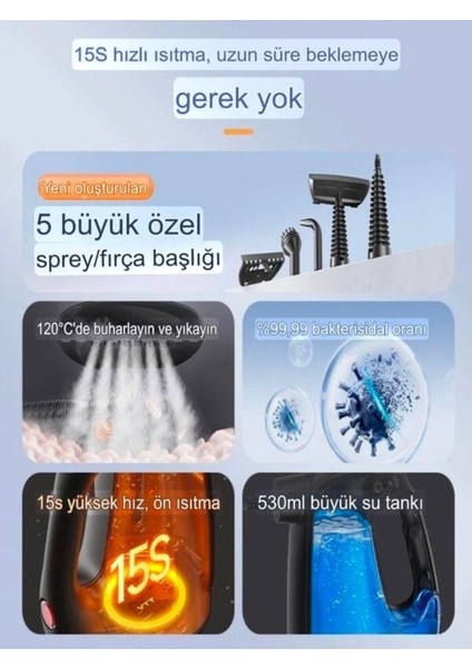 9in1 Buharlı Temizleme Makinesi, 1350W, 3m Kablo, 550ML Su Tankı, Çok Amaçlı Kullanım modelleri