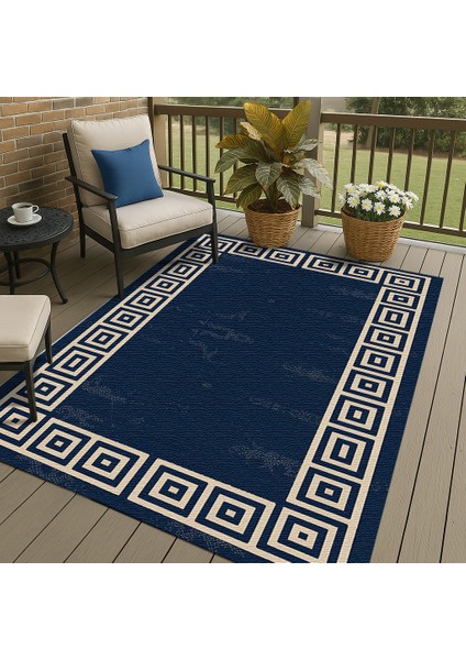 Bej ve Lacivert Dijital Baskılı Halı – Çocuk Odası ve Antre Için modelleri