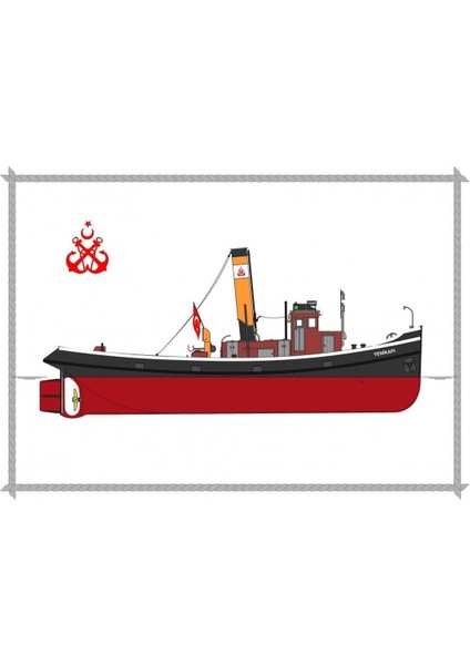 Model K2401 1/24 Ölçek, Yenikapı Römorkörü, R/c Dönüşebilir, Ahşap Tekne Kiti