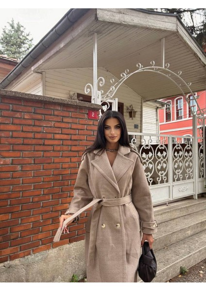 Kuşaklı Kabanlar Astarlıdır Apoletli Uzun Kaşe Kaban modelleri