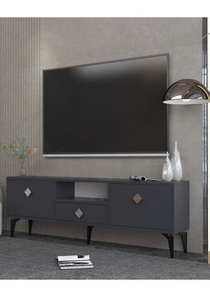 1304DROPCT-1 Tv Sehpası ANTRASİT-GÜMÜŞ KULP fiyatları