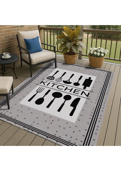 Gri Kitchen Yazılı Halı – Süpürgeyle Kolay Temizlenen Modern Tasarım fırsatları