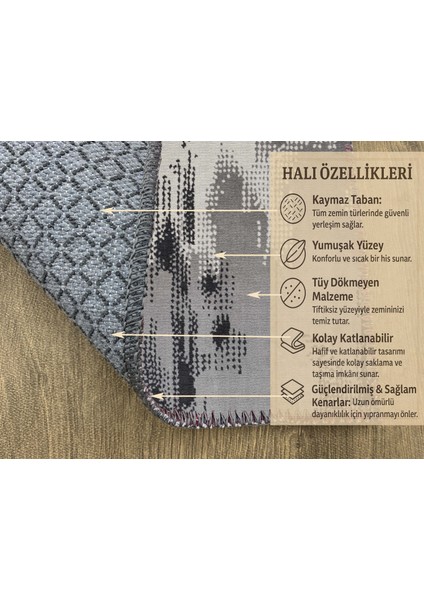 Gri Zemin Siyah Bej Desenli Halı – Salon ve Yatak Odası Için fırsatları