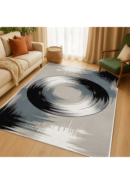 Gri ve Siyah Dijital Baskılı Halı – Çocuk Odası ve Antre Için