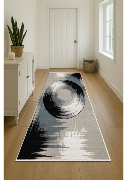 Gri ve Siyah Dijital Baskılı Halı – Çocuk Odası ve Antre Için