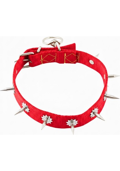 Dokuma Çivili Köpek Boyun Tasması - 4*70 cm - Kırmızı fiyatları
