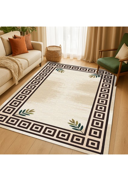 Gri ve Bej Tonlu Dijital Baskılı Halı – Kapı Altından Sorunsuz