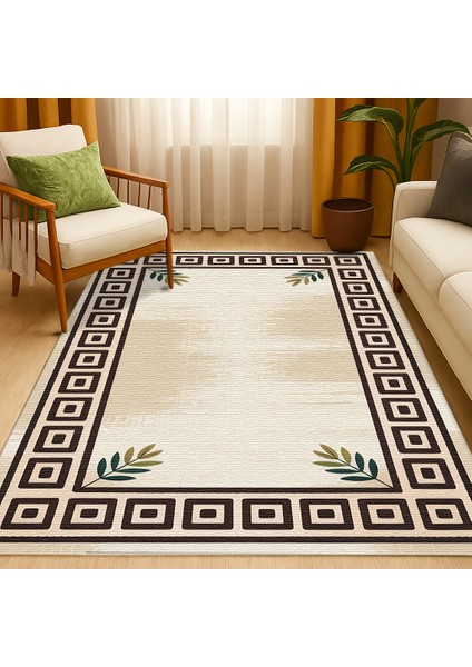 Gri ve Bej Tonlu Dijital Baskılı Halı – Kapı Altından Sorunsuz