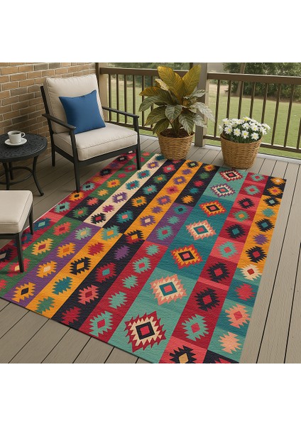 Modern Çok Renkli Çok Desenli Baskı Halı