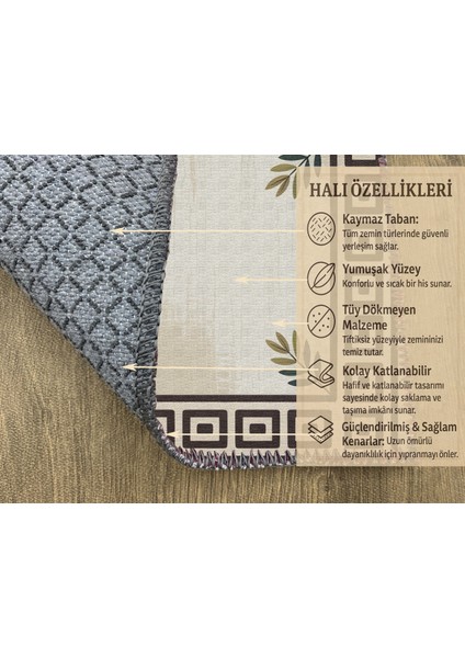 Gri ve Bej Tonlu Dijital Baskılı Halı – Kapı Altından Sorunsuz fırsatları