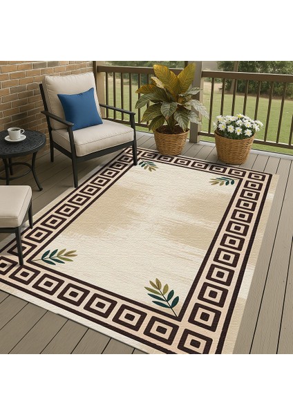 Gri ve Bej Tonlu Dijital Baskılı Halı – Kapı Altından Sorunsuz